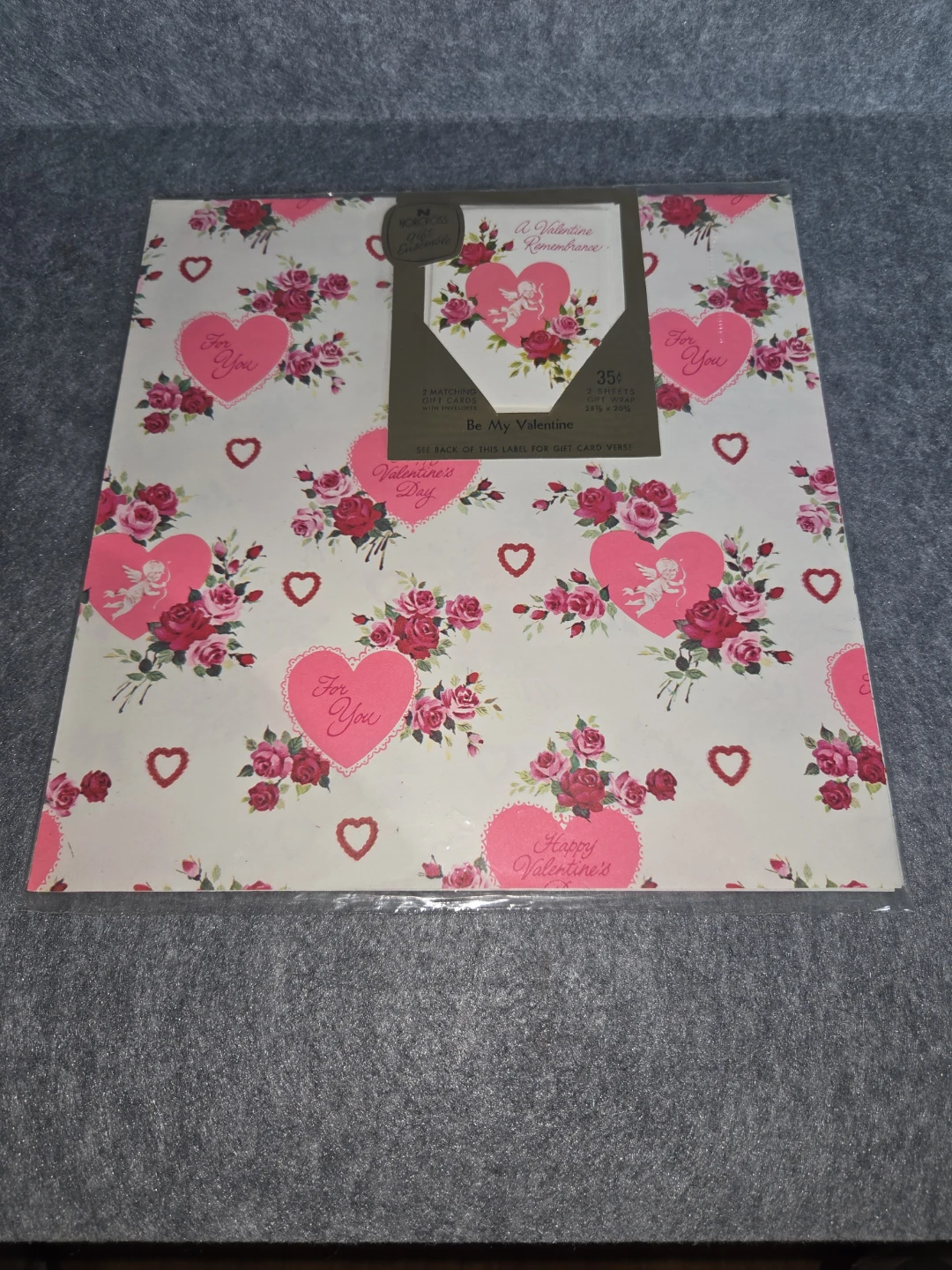 Norcross Valentine Gift 2 Gift Cards & 2 Sheets Gift Wrap