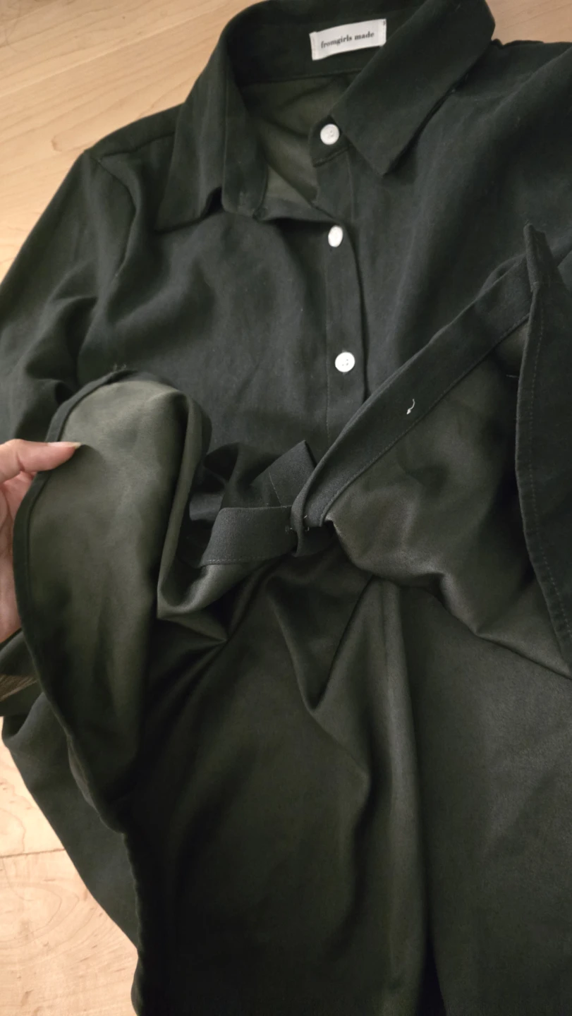 Fromgirls made Button-Up Shirt - Dark Green and Velvet