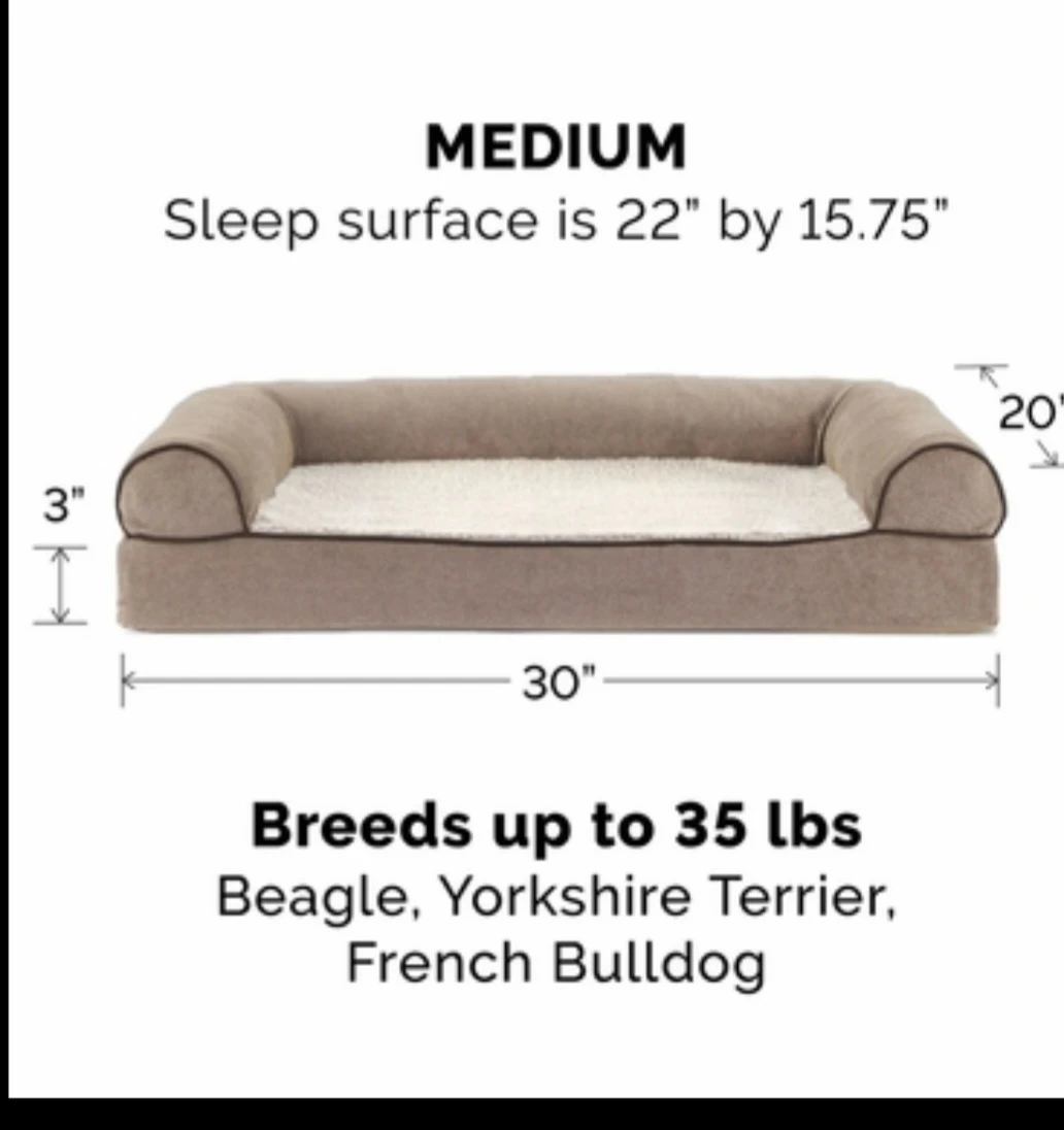 FurHaven Faux Fleece  Chenille Sofa Pet Bed Orion Blue Medium - photo 2
