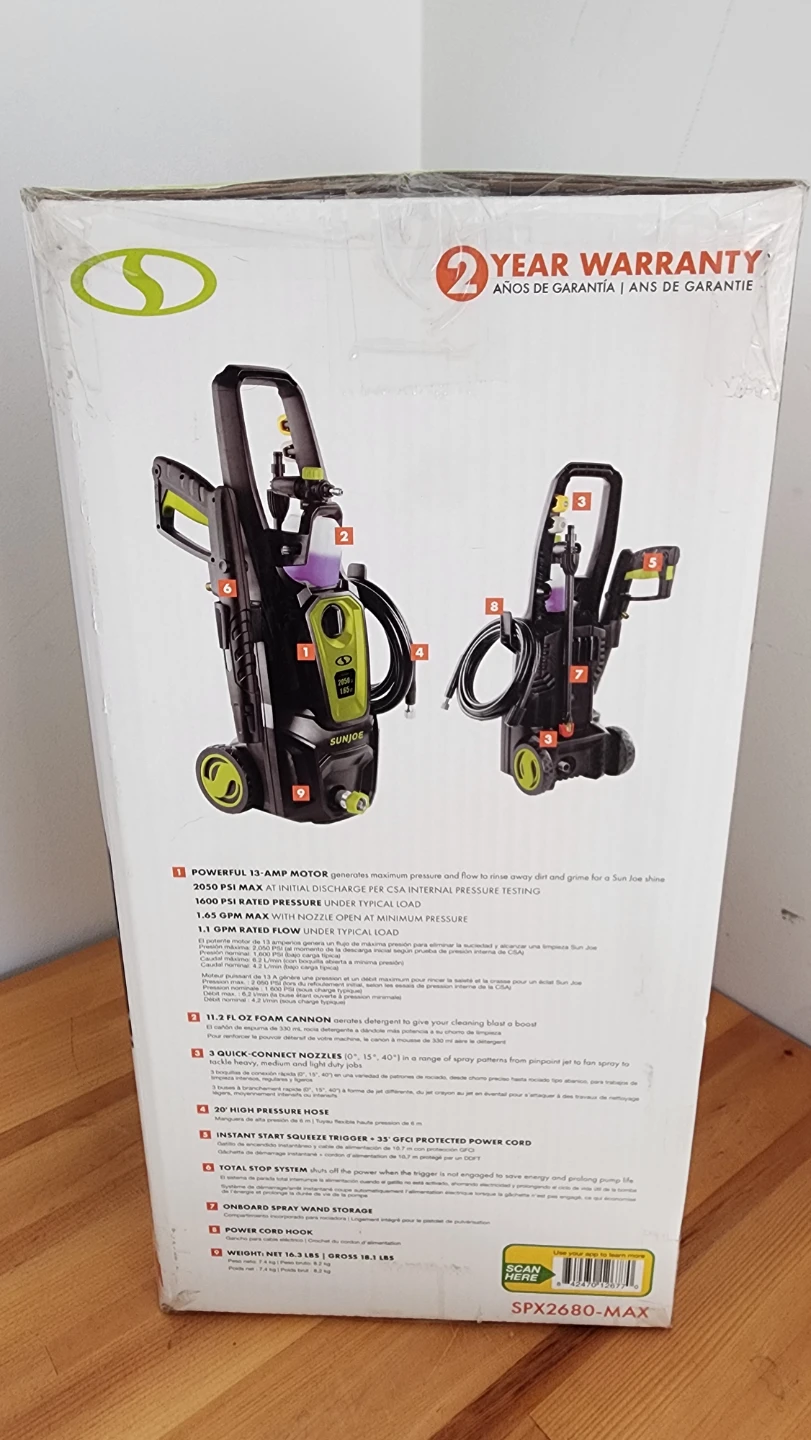 Sun Joe 13A Electric Pressure Washer 2050 PSI Max SPX2680-MAX - photo 2