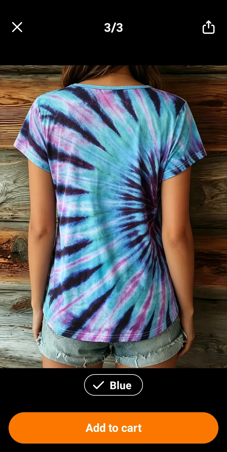 Brand NEW Women's Tie-Dye V-Neck T-Shirt - photo 3
