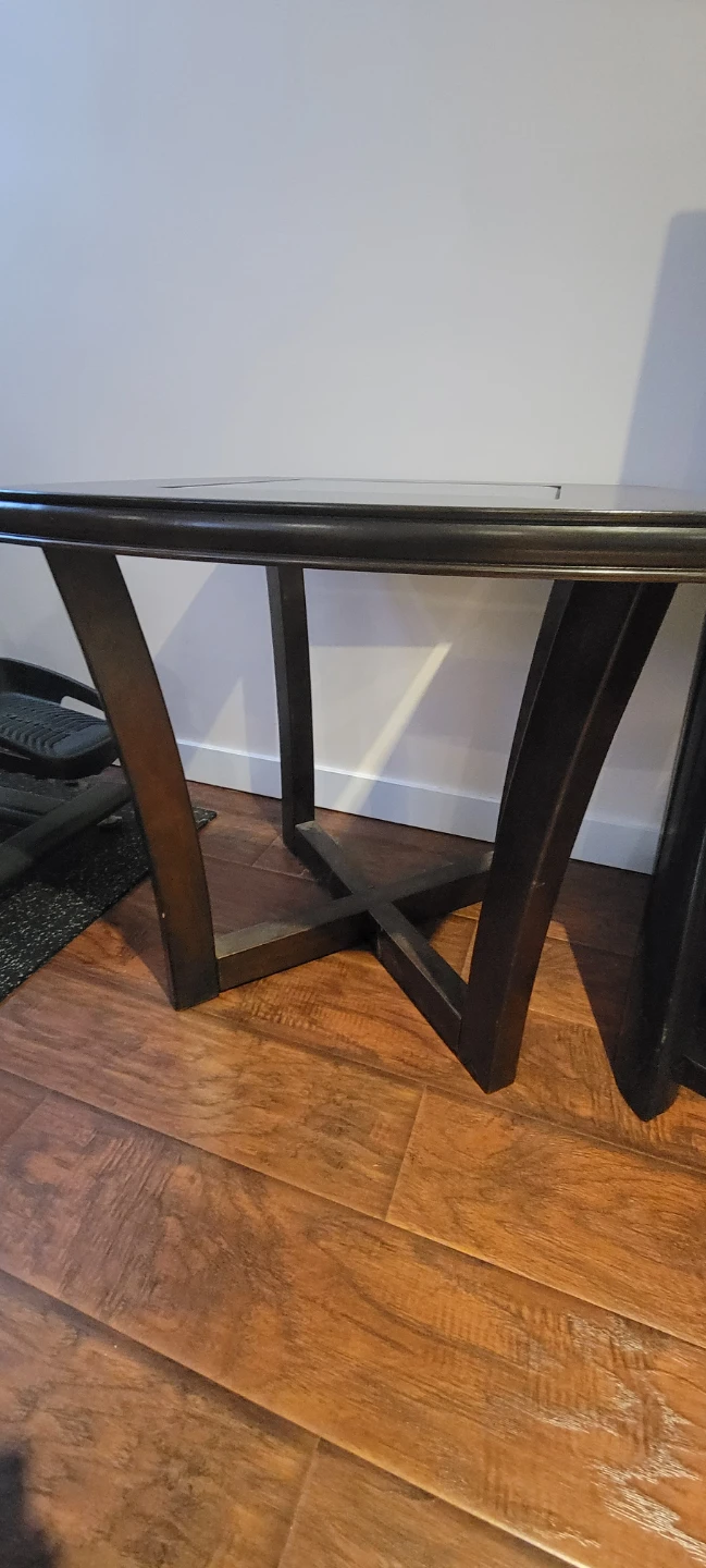 Wooden End Table with Glass Top - photo 3