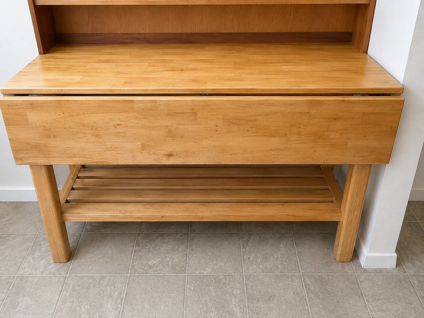 Wood Drop Leaf Table with Shelf - photo 2