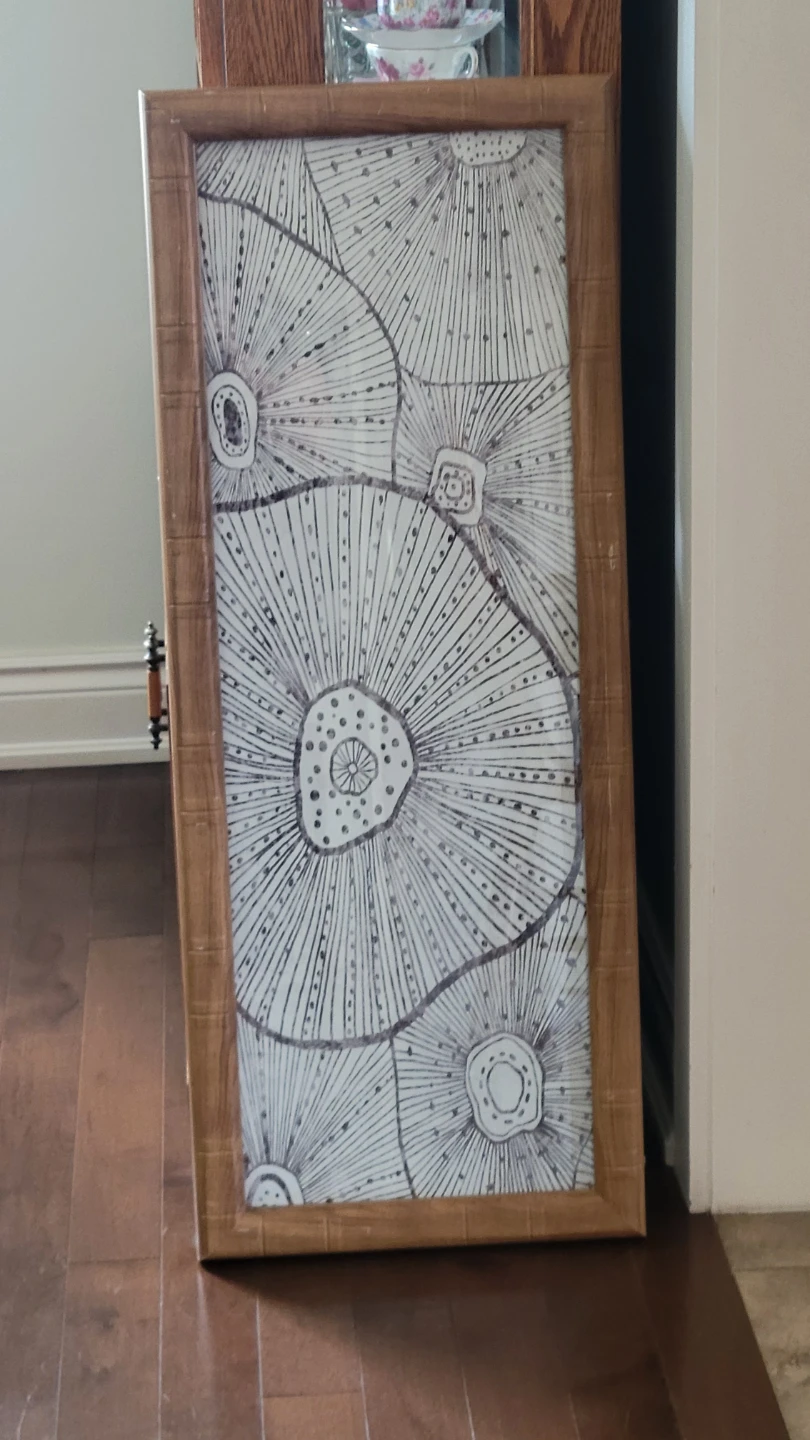Bamboo Wood Wall Art with Botanical Print.  Picture