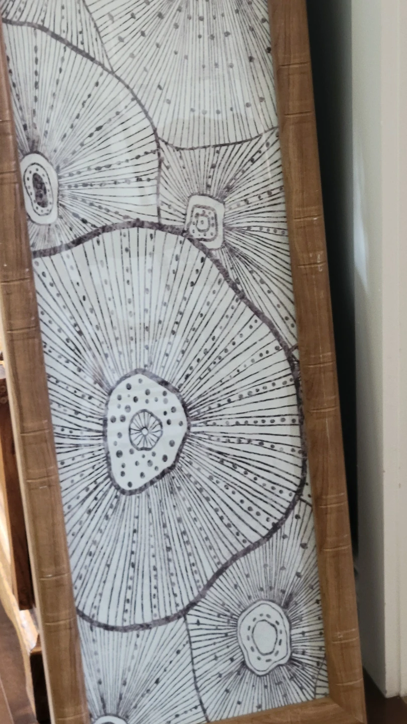 Bamboo Wood Wall Art with Botanical Print.  Picture - photo 2