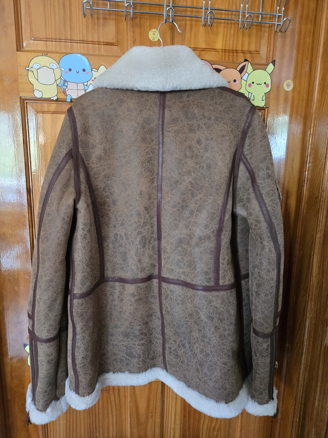 Vintage B-3 Style Real Shearling Sheepskin Bomber Jacket - photo 2