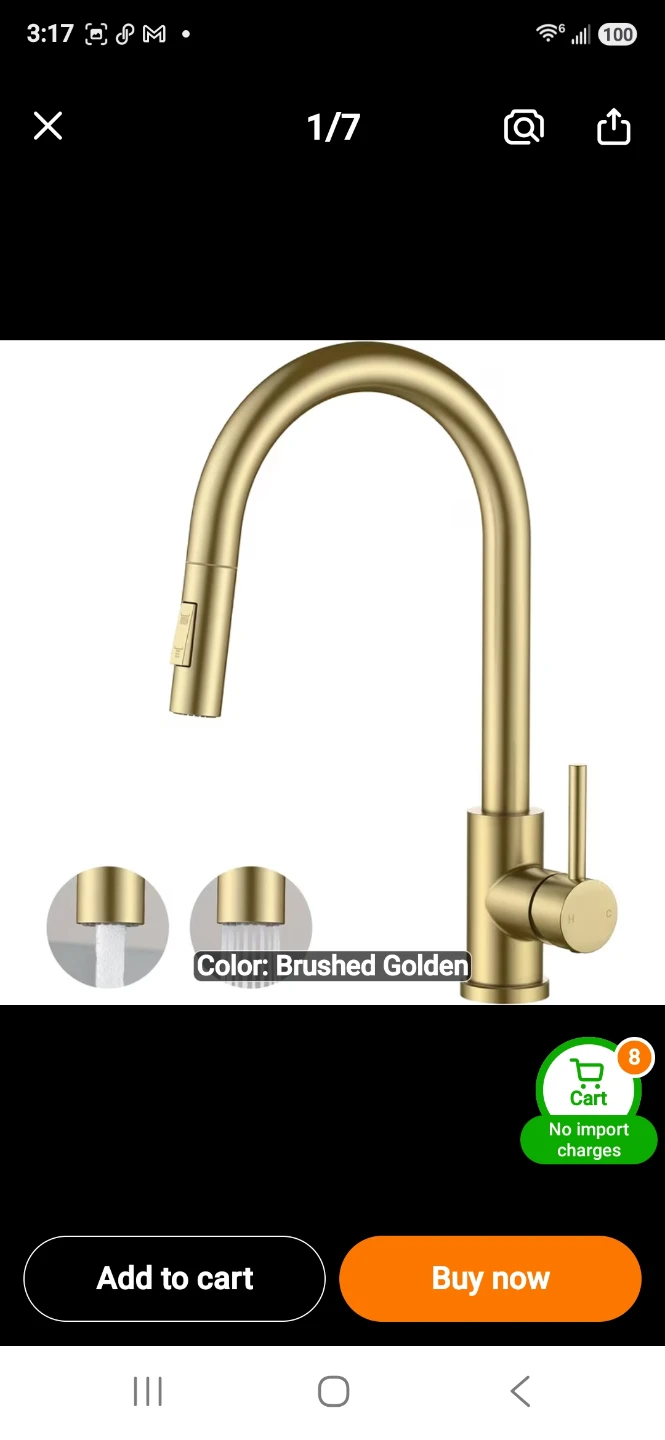 Brushed Golden Pull-Down Kitchen Faucet