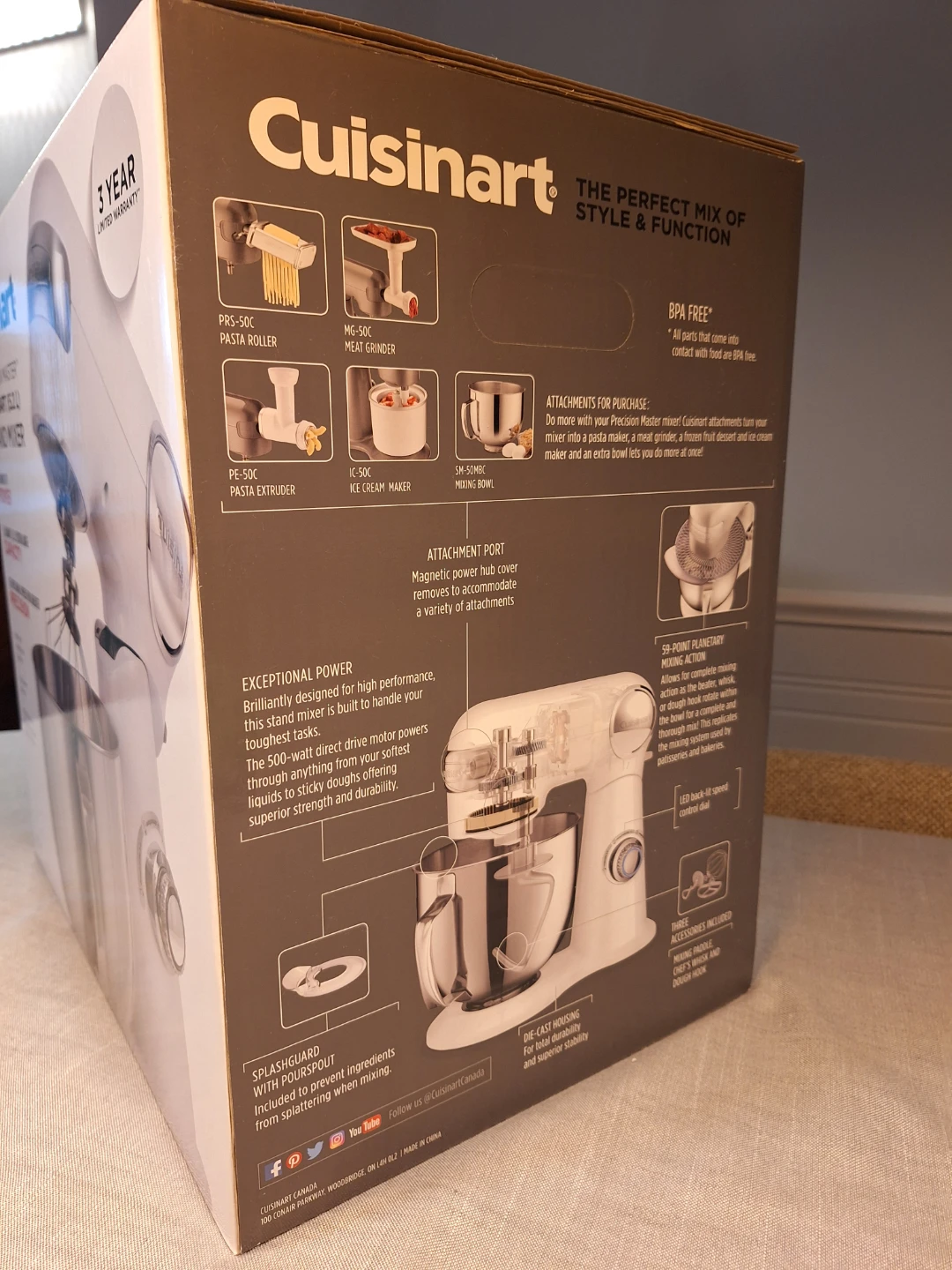 CUISINART PRECISION MASTER 5.5 QUART (5.2L) STAND MIXER WHITE - photo 2