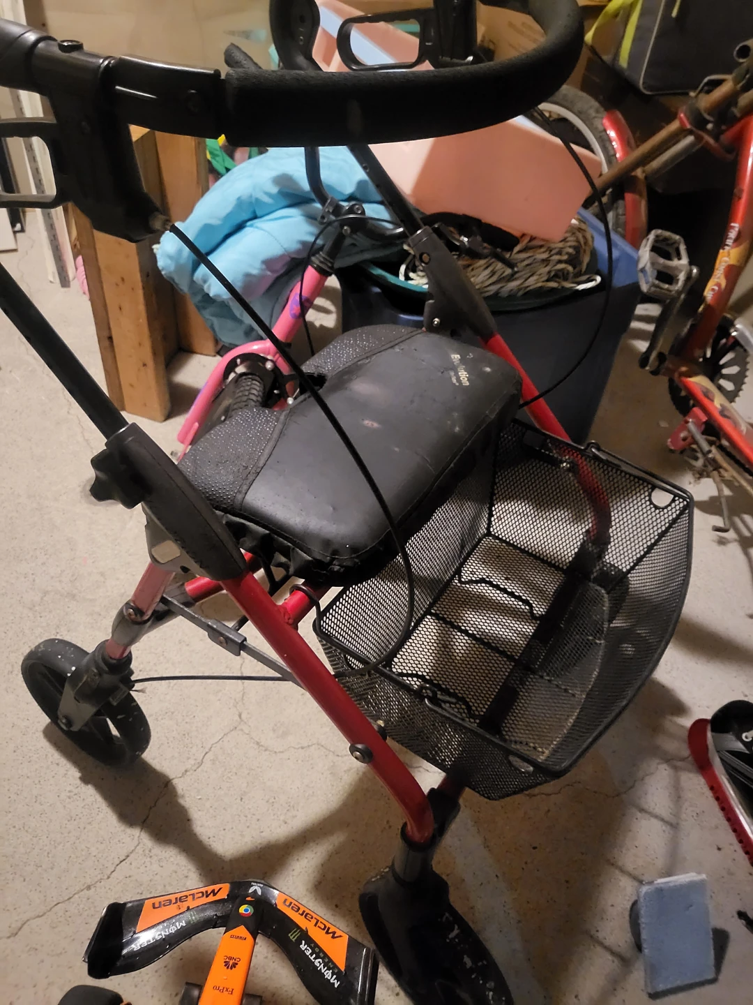 Red Rollator Walker with Seat and Basket - photo 2
