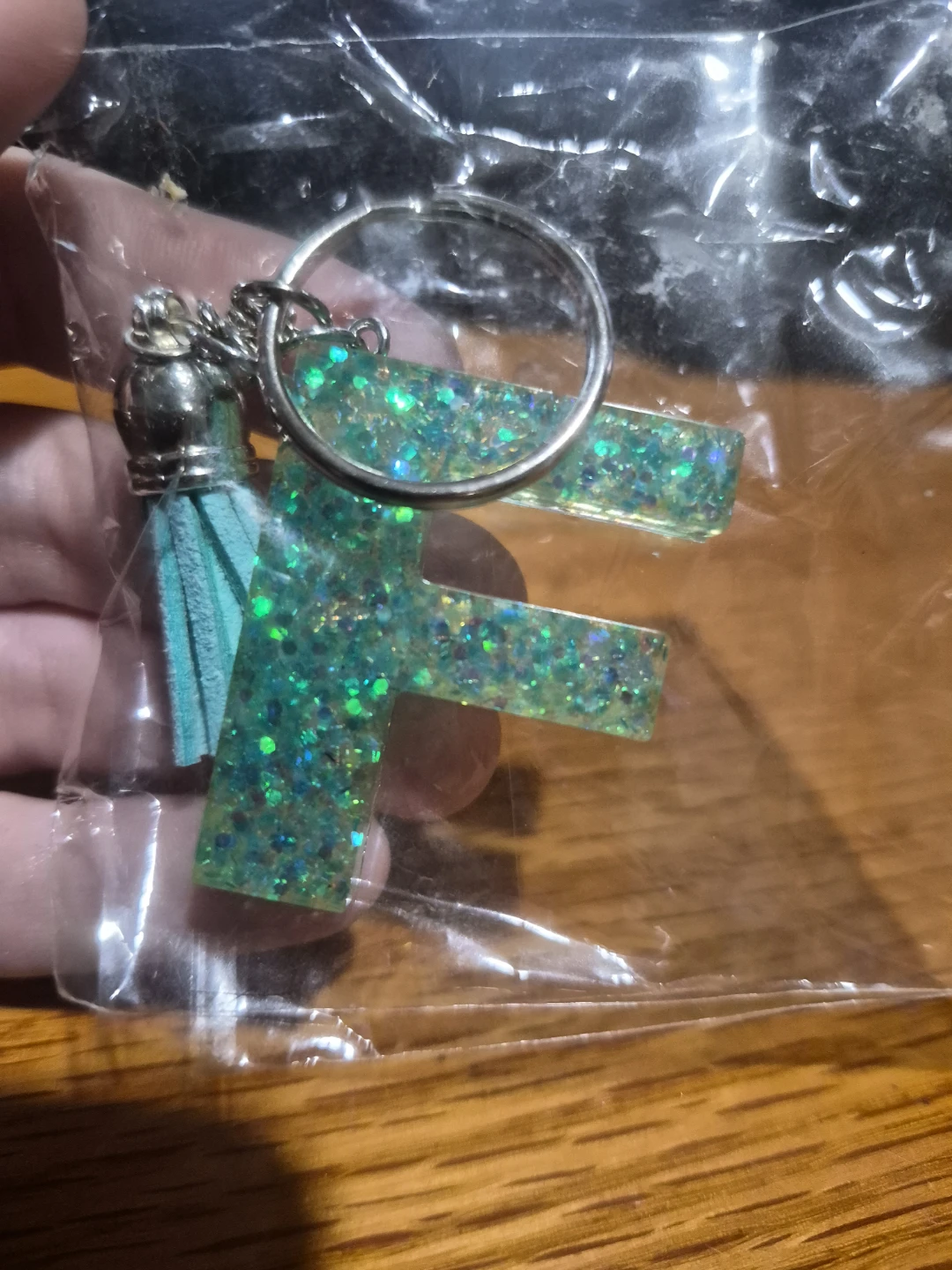 Letter F Keychain with Tassel