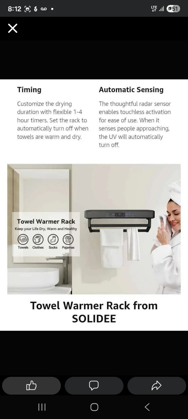 SOLIDEE Electric Heated Towel Warmer Rack