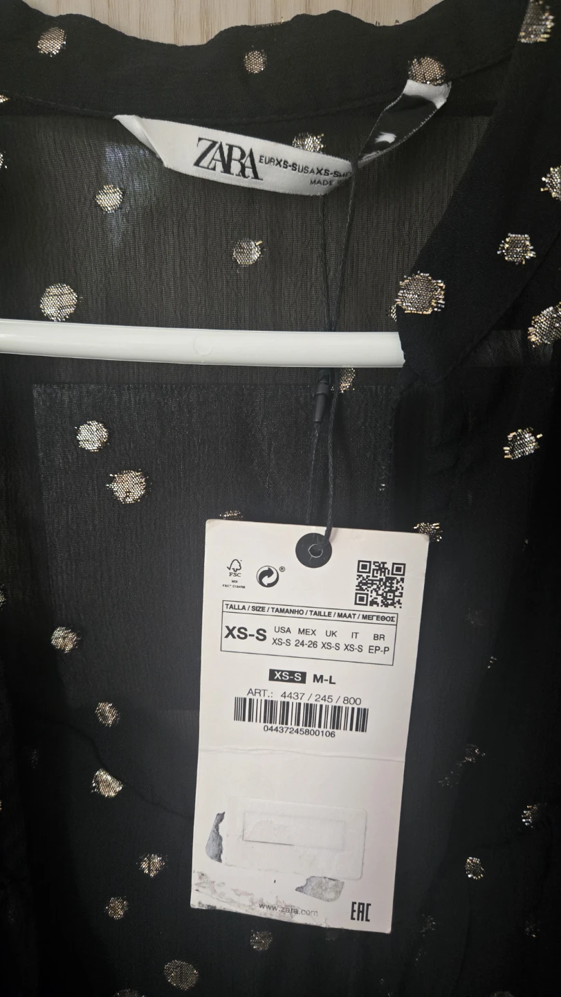 BNWT ZARA Black Sheer Polka Dot Blouse - photo 2