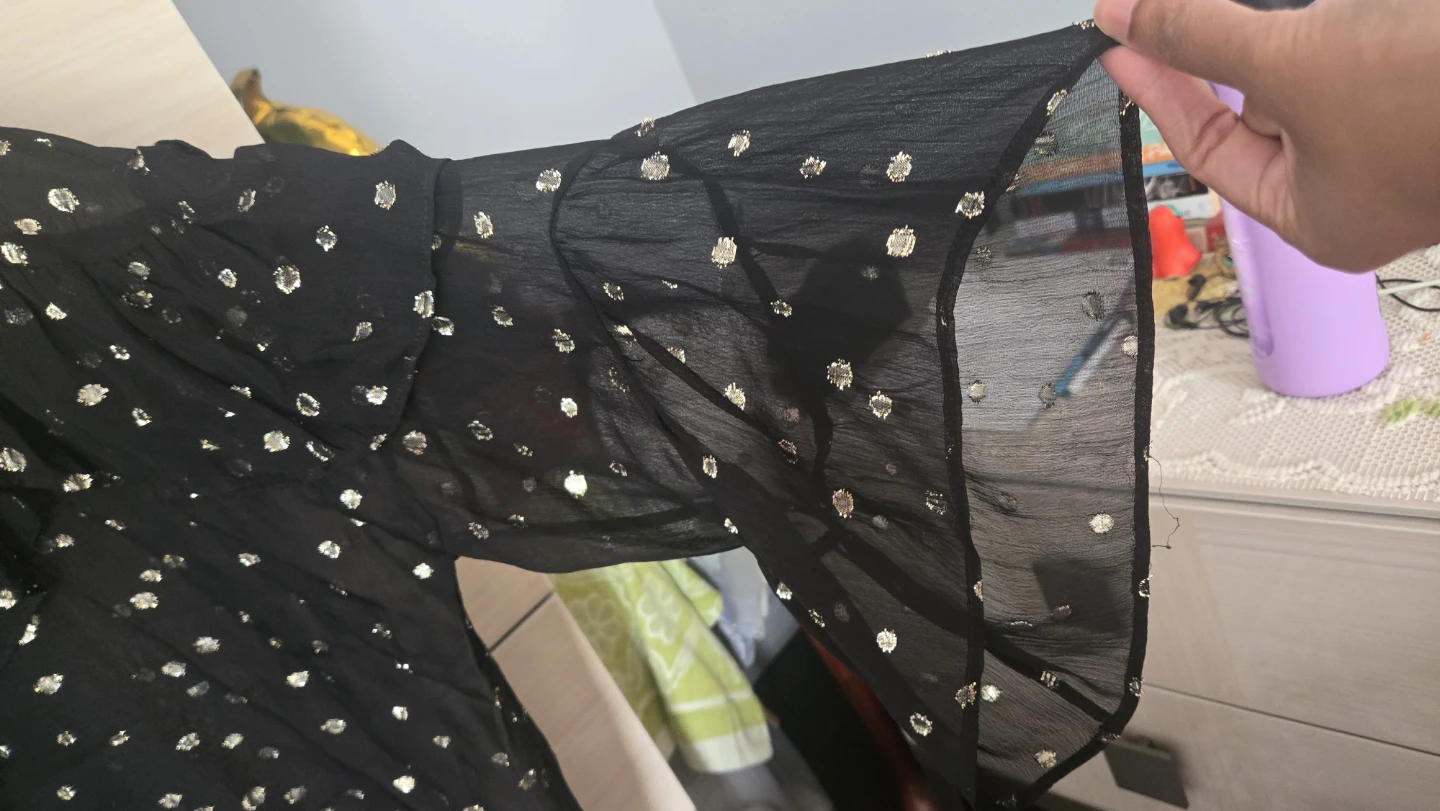 BNWT ZARA Black Sheer Polka Dot Blouse - photo 5