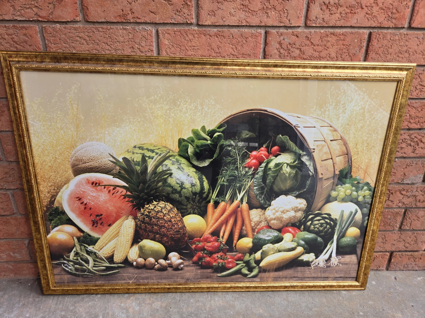 Large Framed Harvest Still Life Art - Kitchen & Dining Décor