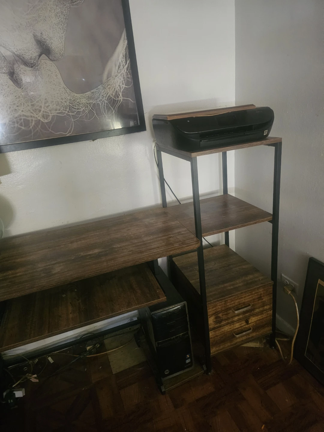 Rustic Wood Computer Desk with Shelving - photo 3