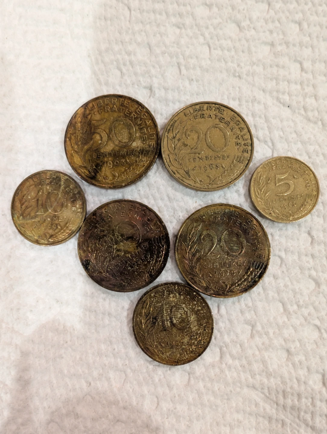 Collection of 15 French Franc and Centimes Coins - photo 3
