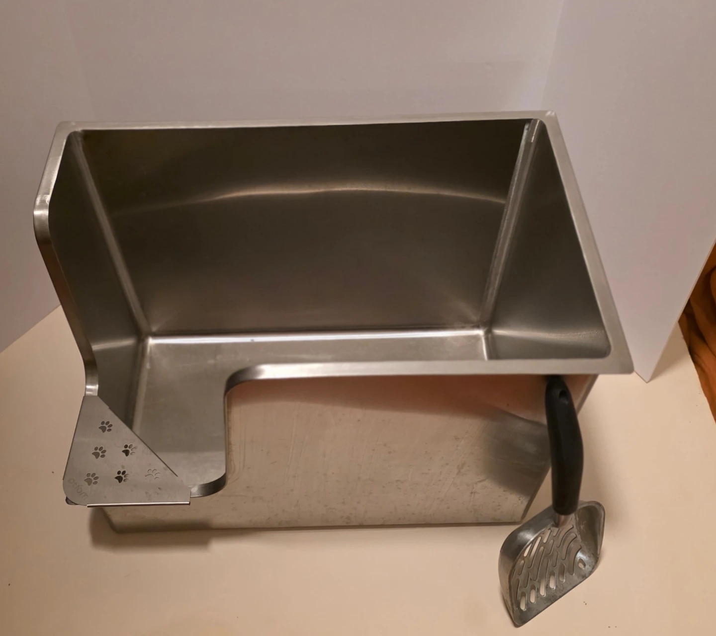 High Wall Stainless Steel Litter Box with Scoop