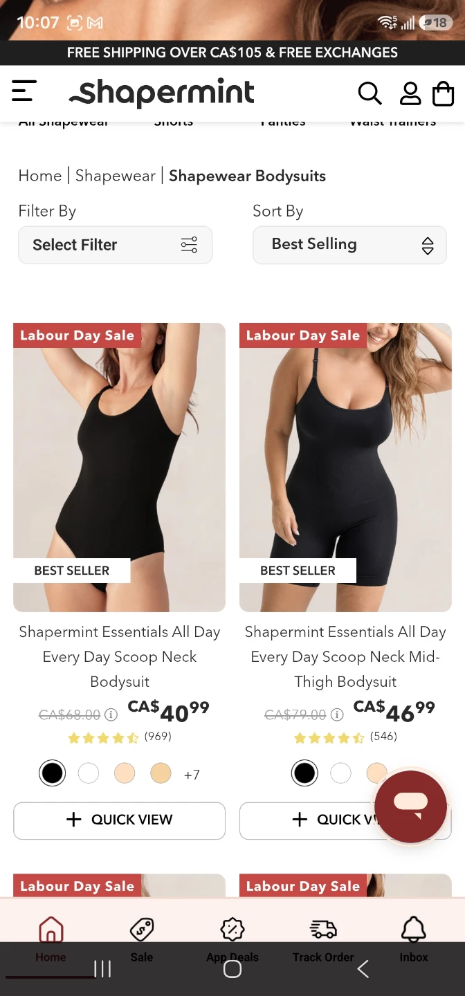Shapermint Essentials Every Day Scoop Neck Mid-Thigh Bodysuit