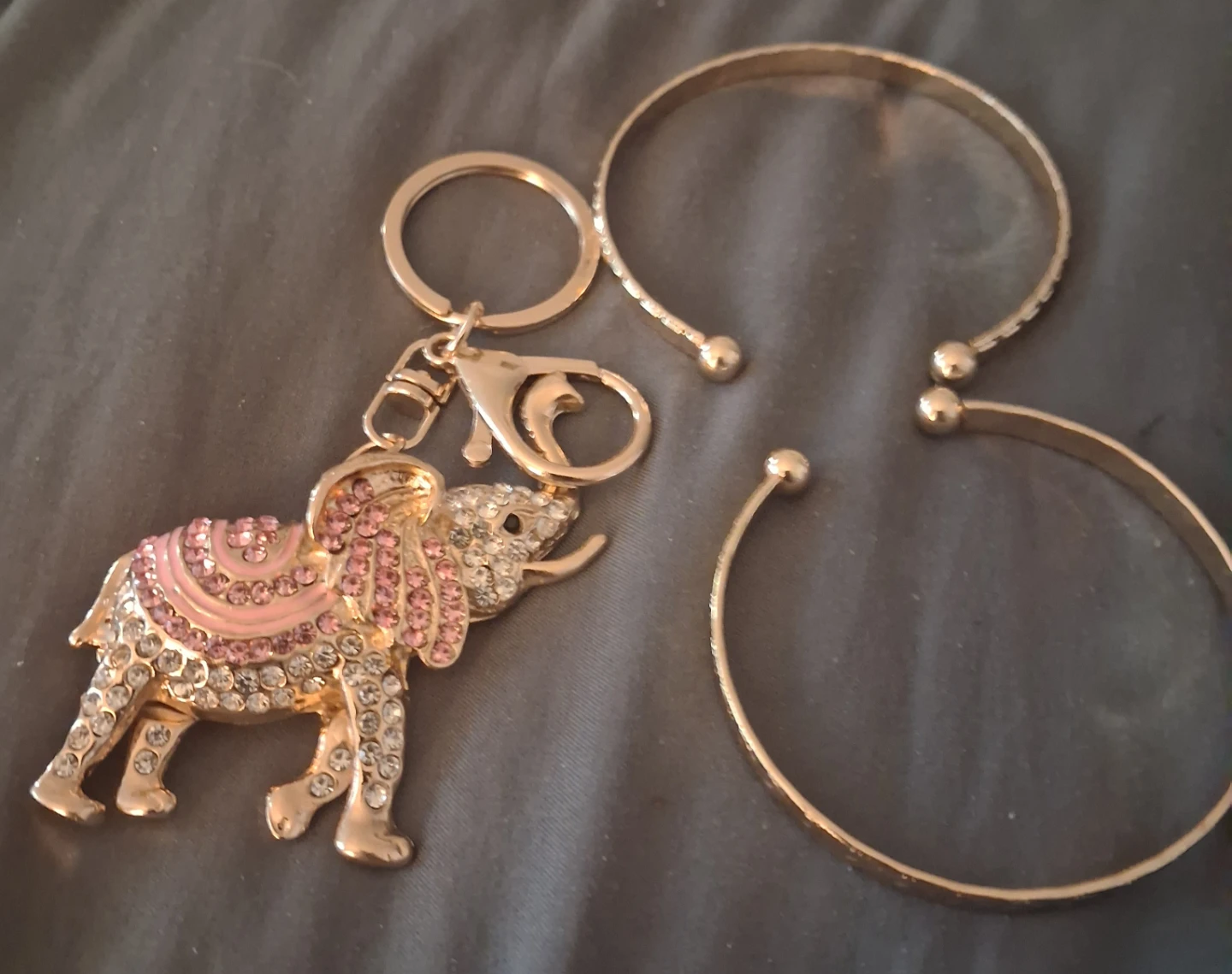 Elephant Keychain and Bracelets Set