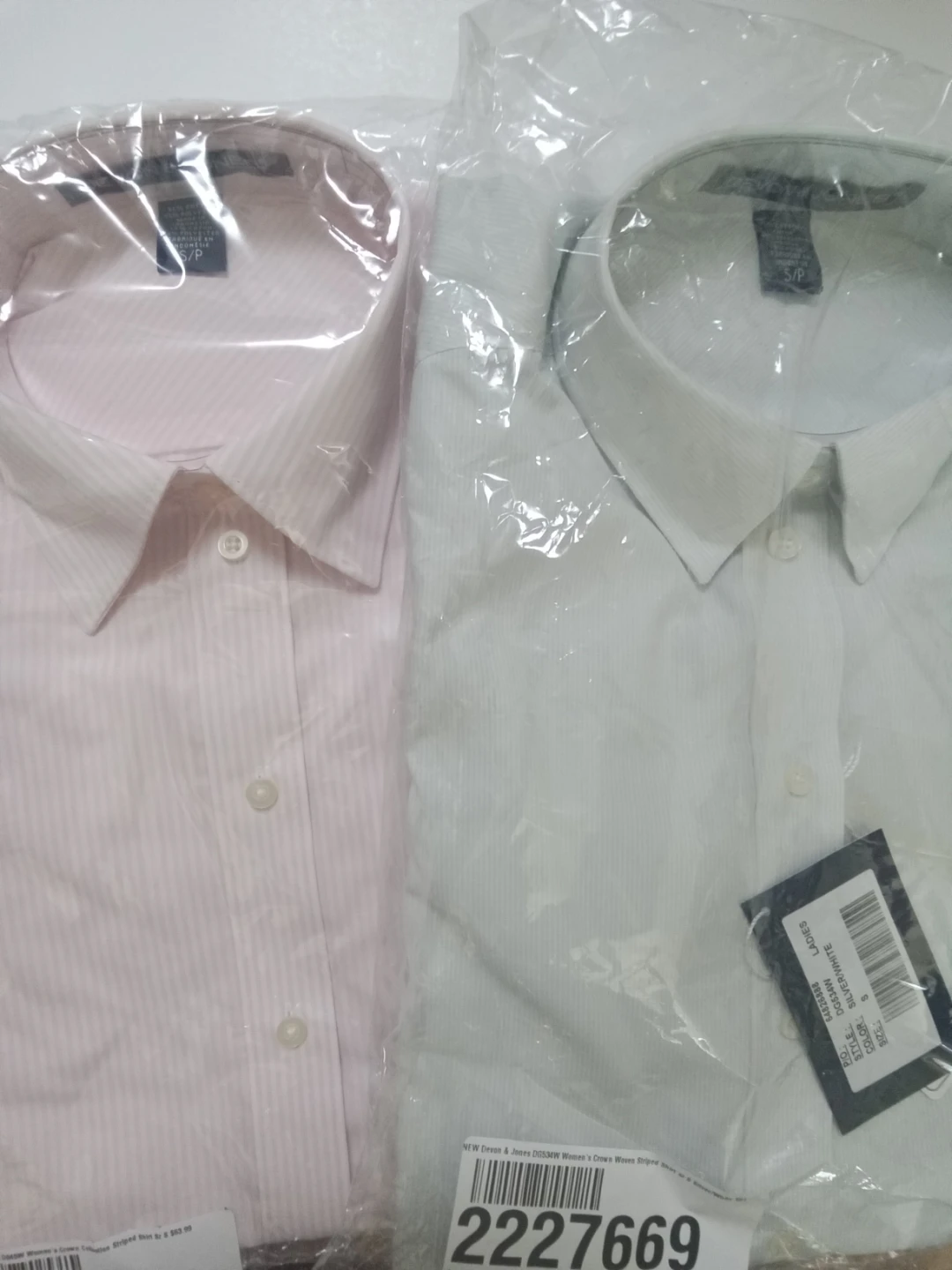 Devon & Jones Women's Striped Dress Shirt Silver/White Size S