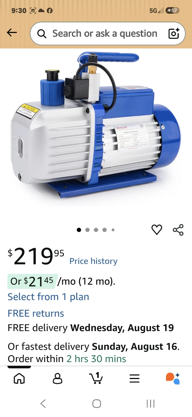 StonyLab 2 Stage Vacuum Pump, 5 CFM, 1/2 HP - photo 4
