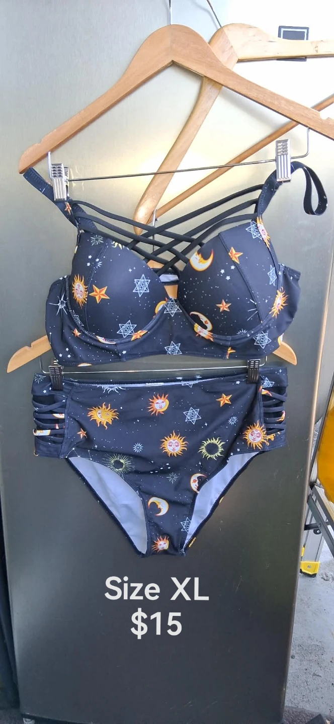 Bikini Set Size XL - Celestial Sun Moon Star Print