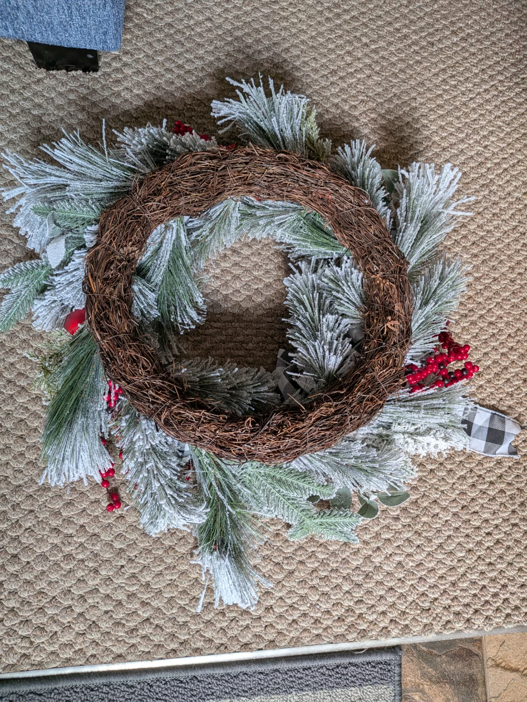 Christmas Wreath with Buffalo Plaid Accents CASH ONLY