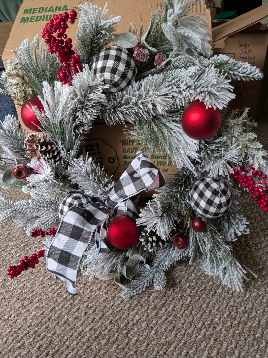 Christmas Wreath with Buffalo Plaid Accents CASH ONLY - photo 3