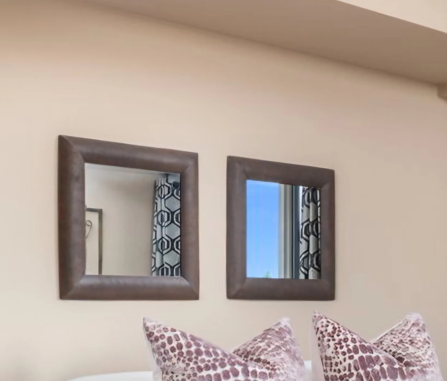 Set of Two Square Wall Metal Mirrors