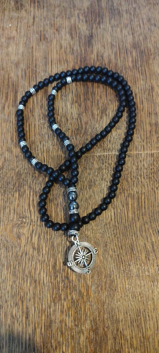 Two Beaded Necklaces - Compass & Cross Pendants - photo 3