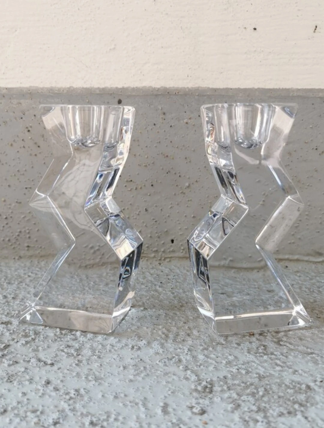 Vintage Mikasa Enigma Lead Crystal Candlestick Holders Pair - photo 2
