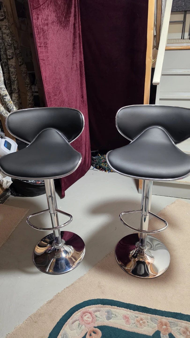 Modern Black and Chrome Swivel Bar Stool