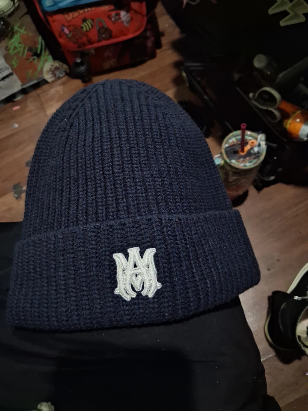 AMIRI Navy Ribbed Beanie