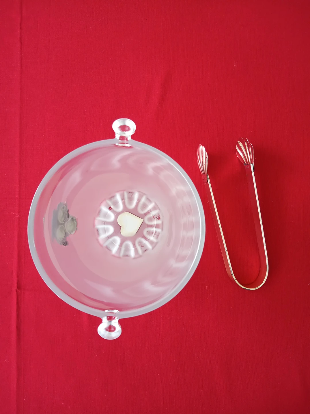 Frosted Glass Ice Bucket with Grape Motif and Tongs - photo 4