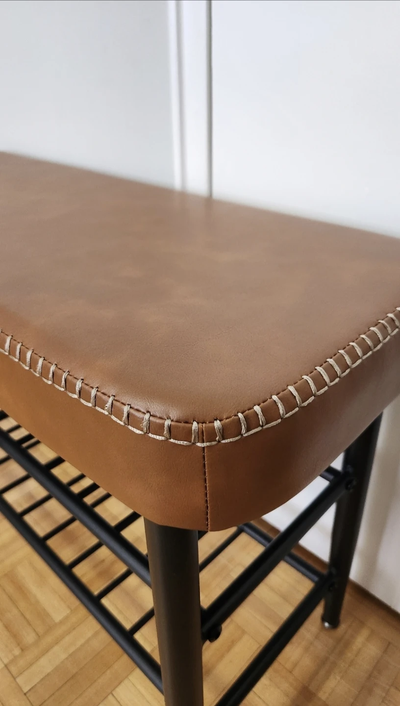 3-level 32' Brown Leather Padded Bench Storage *new - photo 2