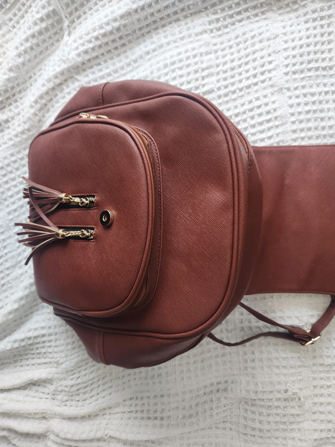 Brown Faux Leather Backpack - photo 3
