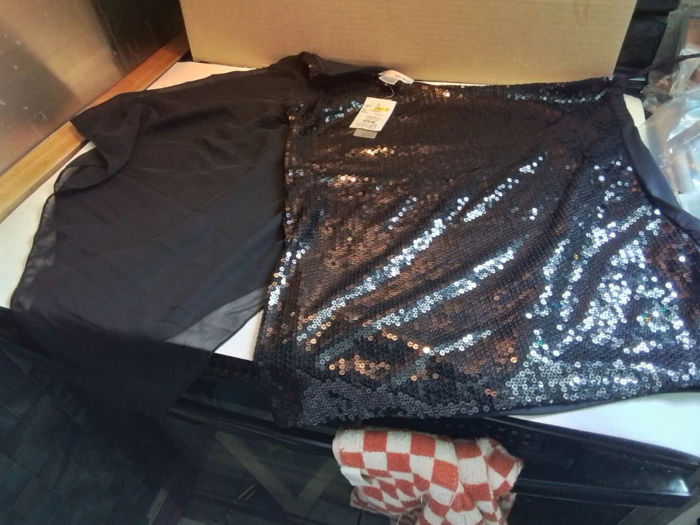 WD•NY Black Sequined Holiday Party Top