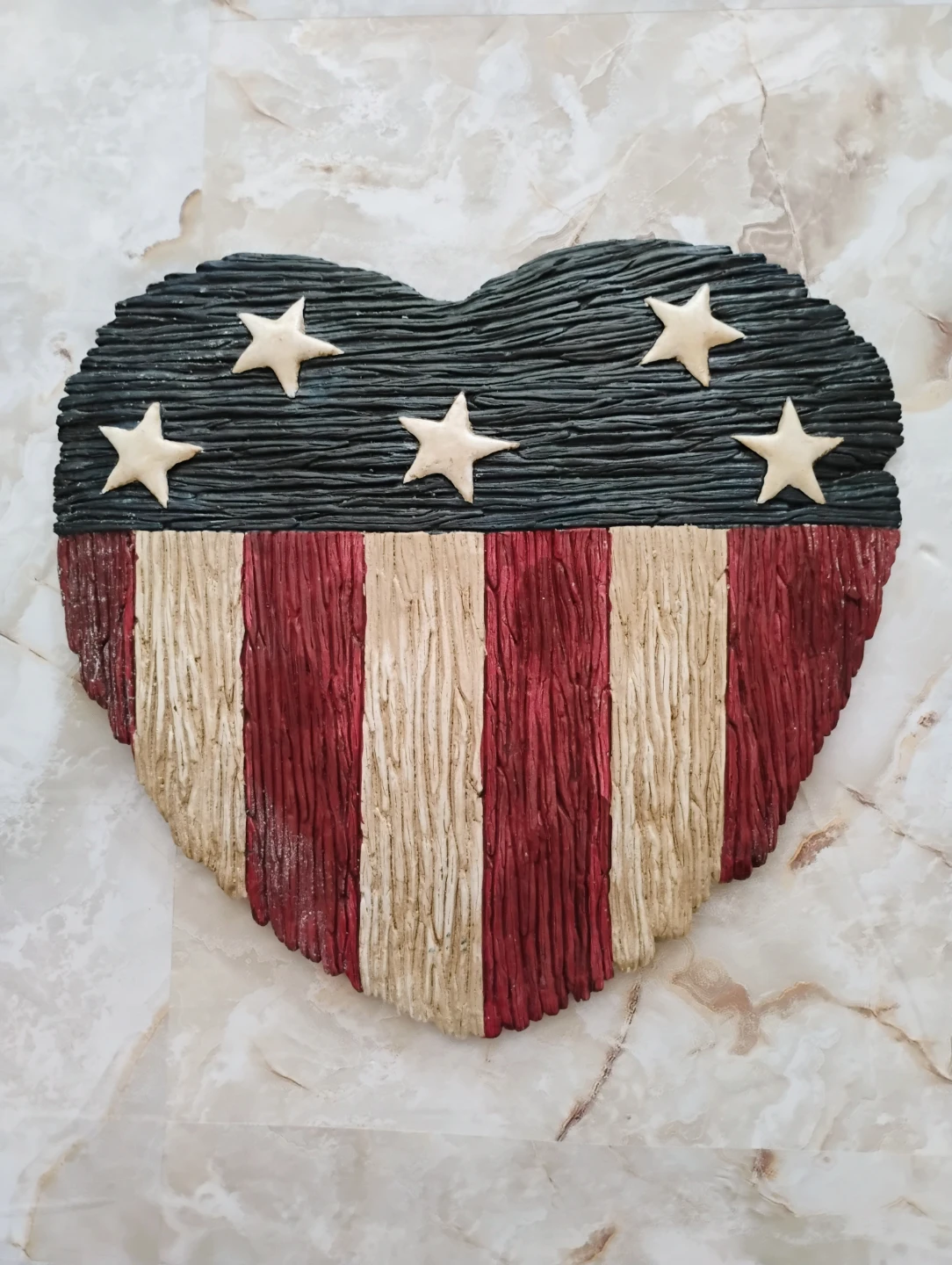 SET OF 3 PATRIOTIC HEART-SHAPED STEPPING STONES - photo 3