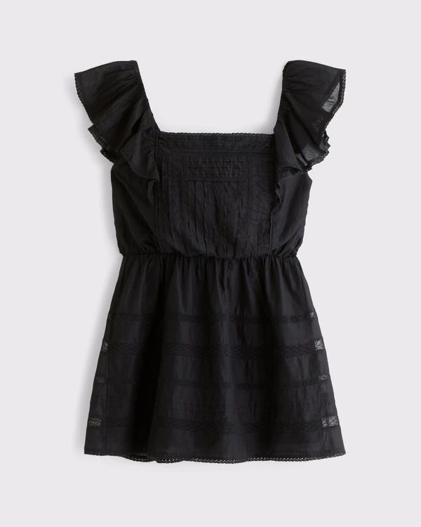 BNWT Abercrombie & Fitch Black Square Neck Flutter Sleeve Dress - photo 2