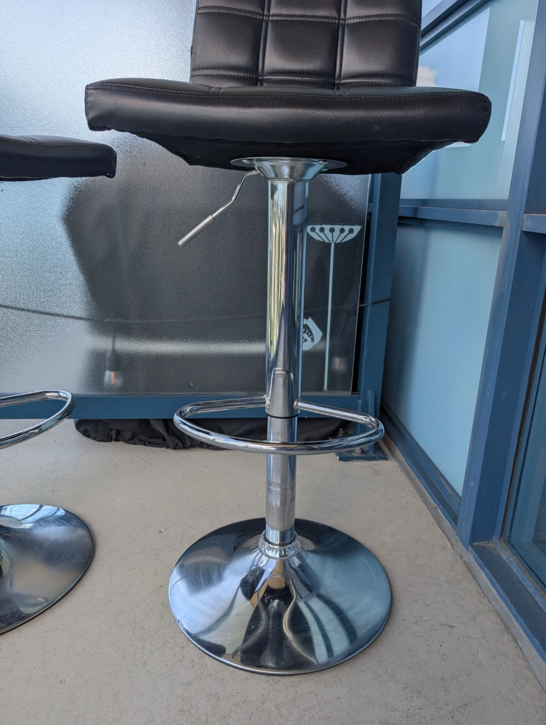 Black Faux Leather Bar Stools (Set of 2) - photo 4