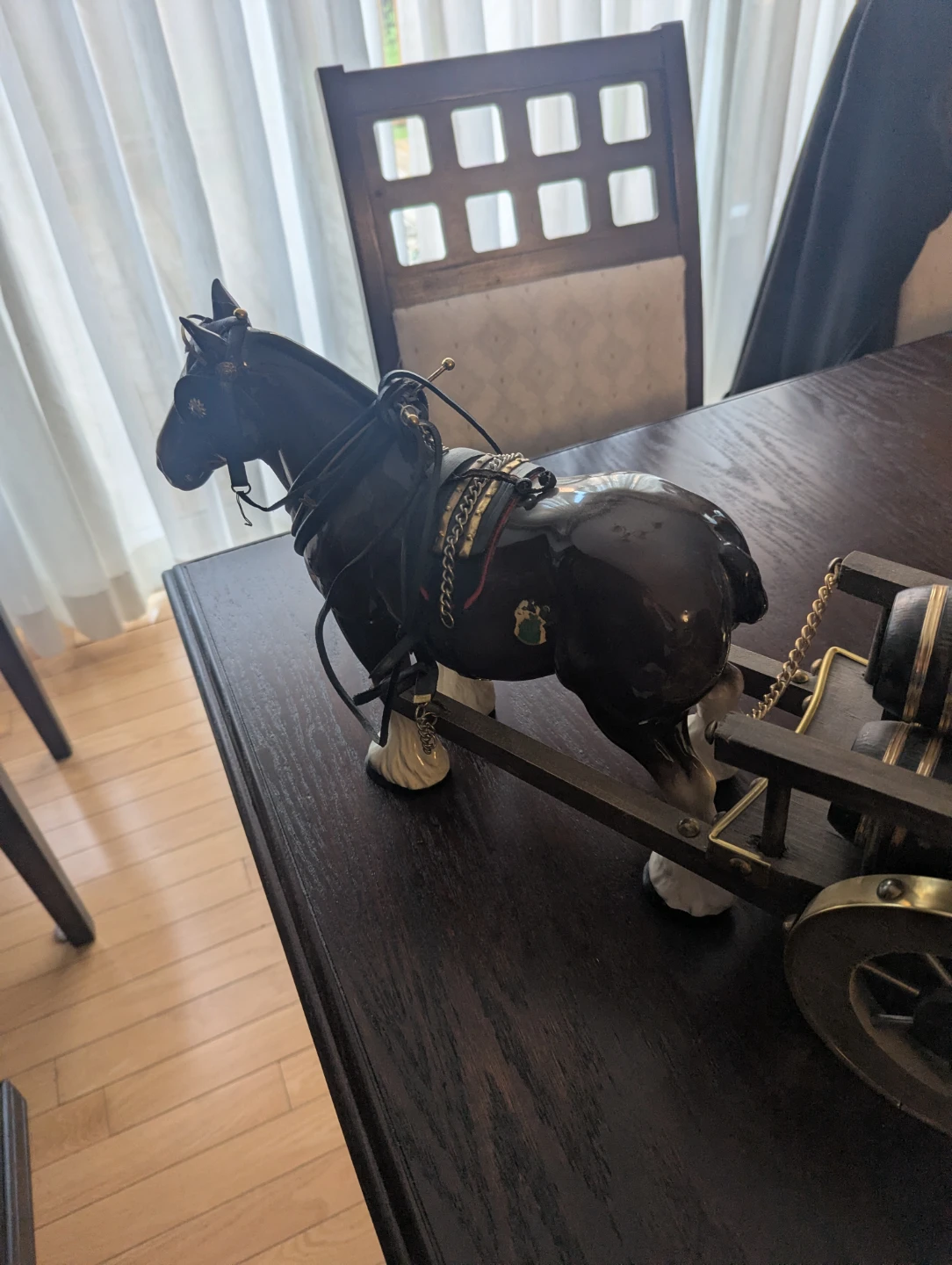 Horse and Wagon Figurine with Barrels