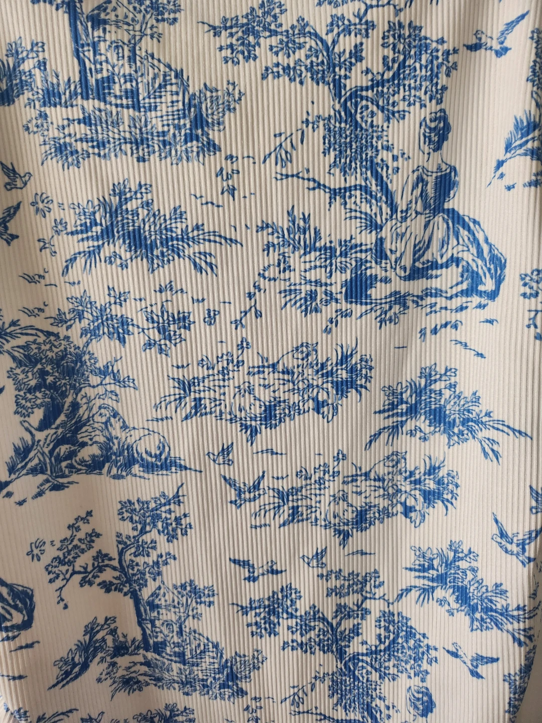 Ruched Ribbed Dress - Blue Toile Pattern - photo 2