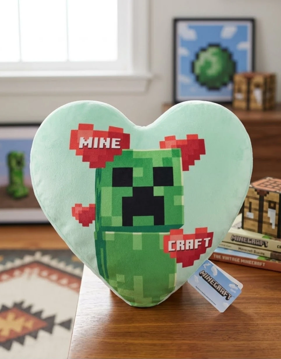 New Minecraft Creeper Heart Plush Pillow