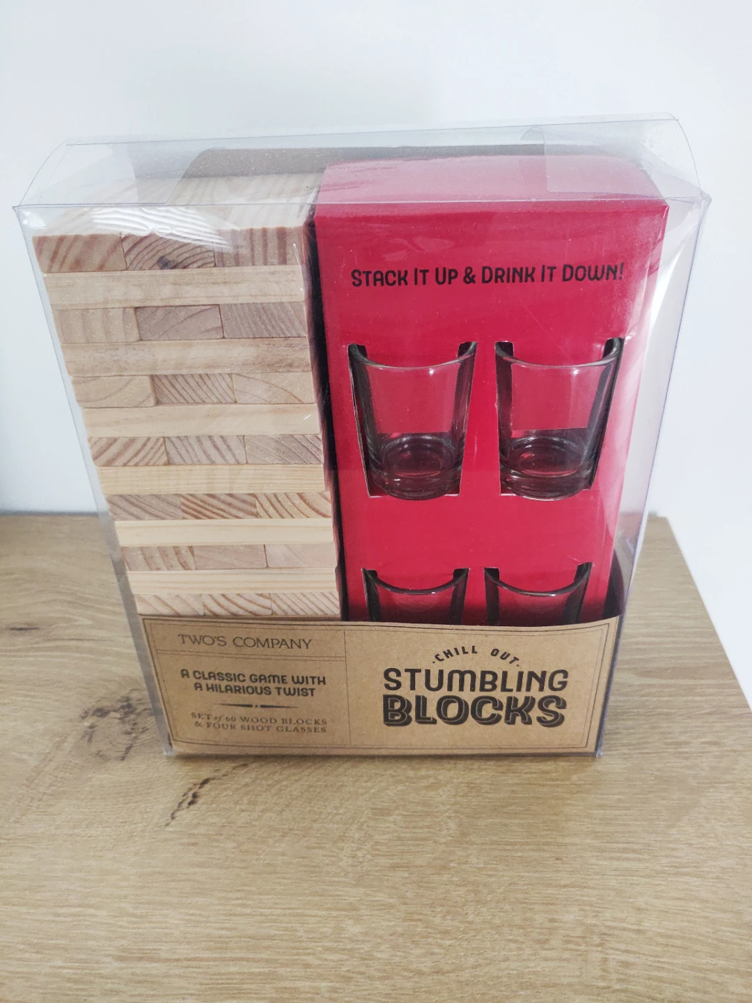 Jenga set with 4 Shot Glasses