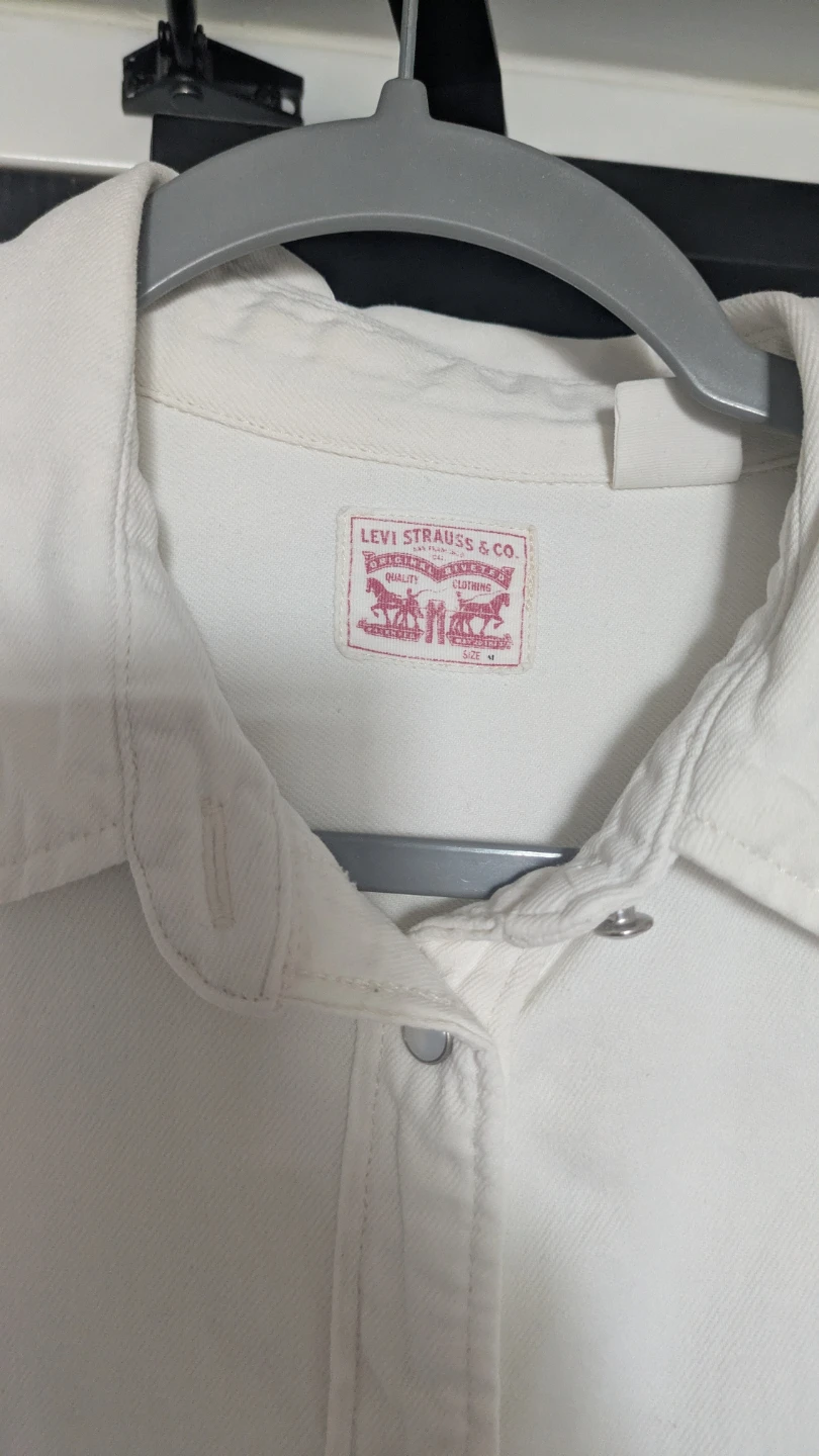 Levi's White Denim Button-Up Shirt - Medium - photo 2