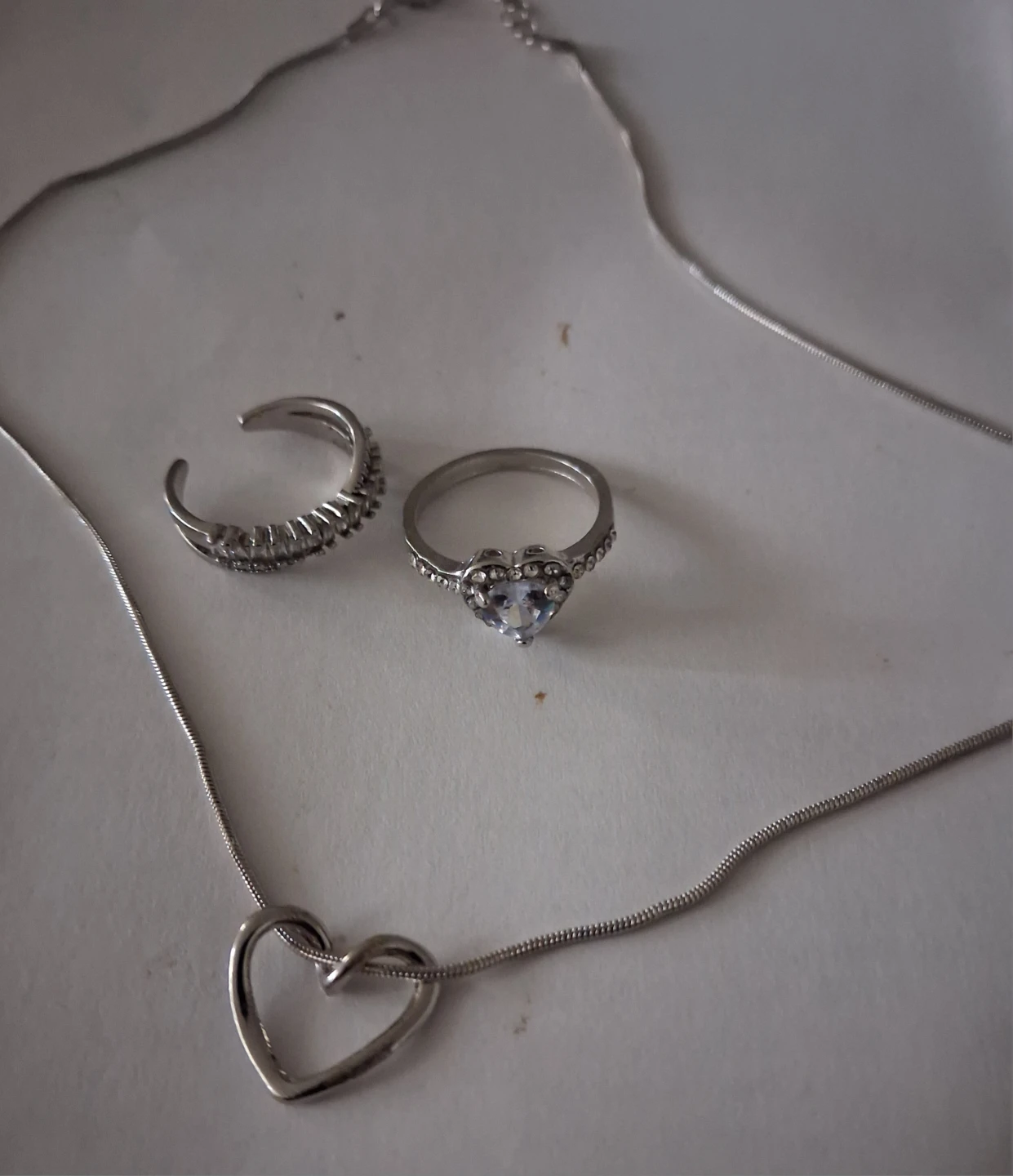 Heart Necklace and Rings Set