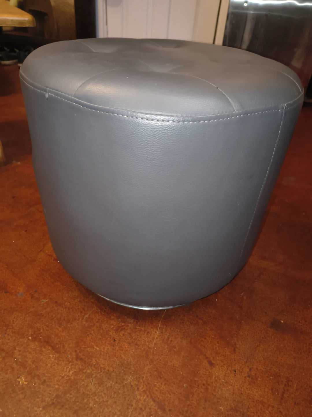 Grey Tufted Round Ottoman Stool - photo 2