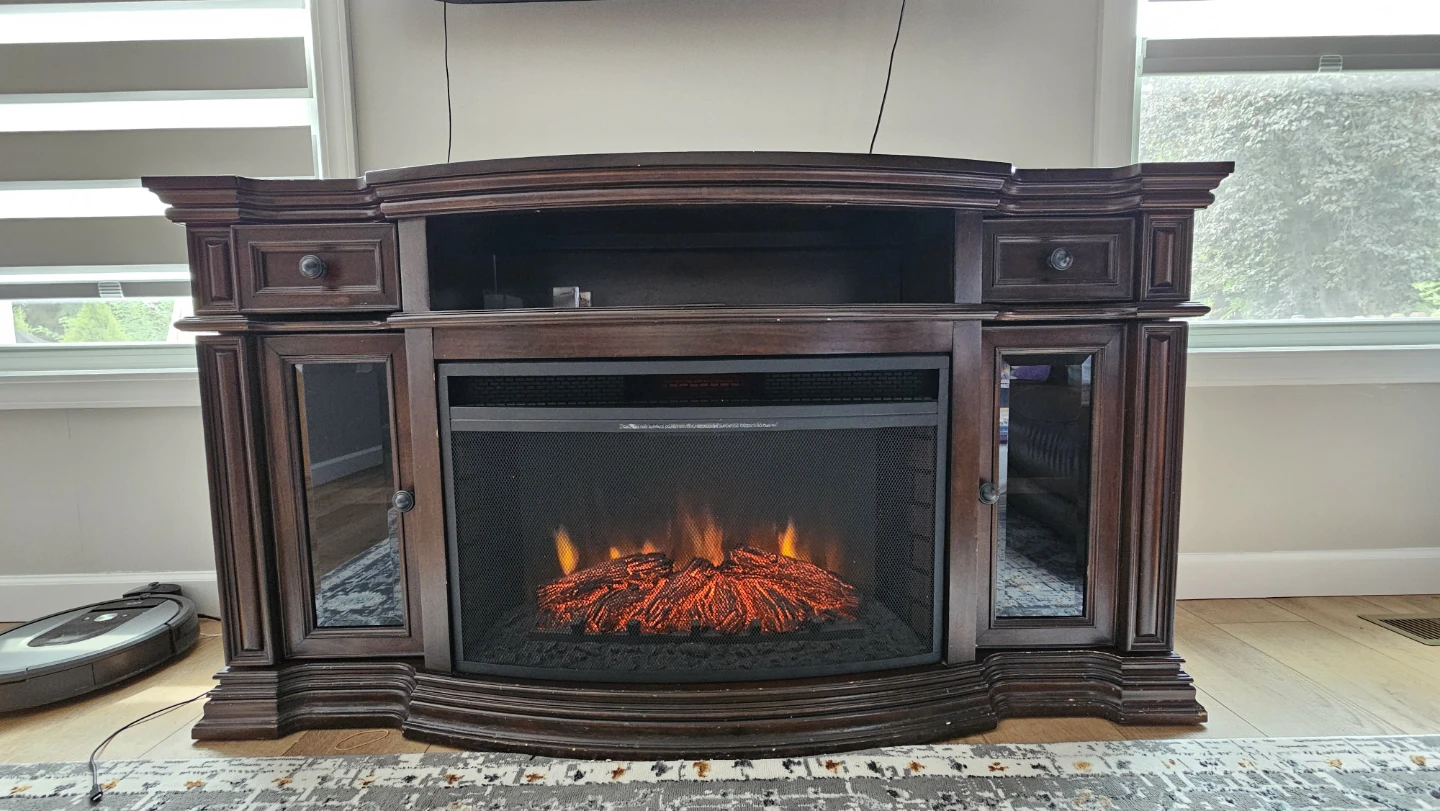Dark Wood Electric Fireplace Entertainment Center - photo 3