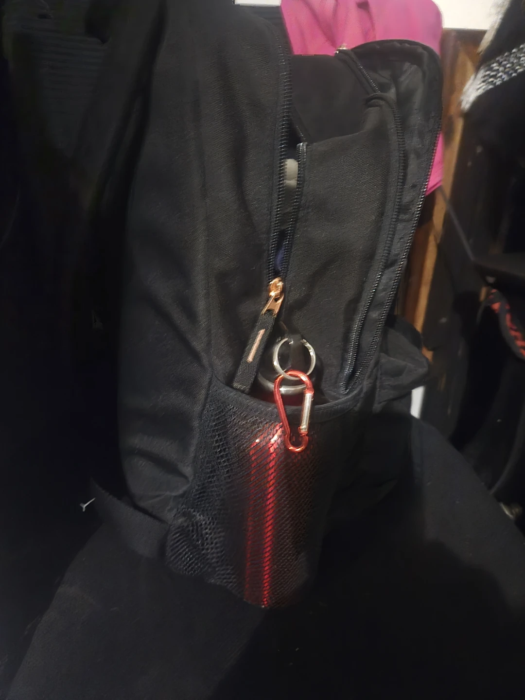 Black Backpack with Water Bottle Pocket