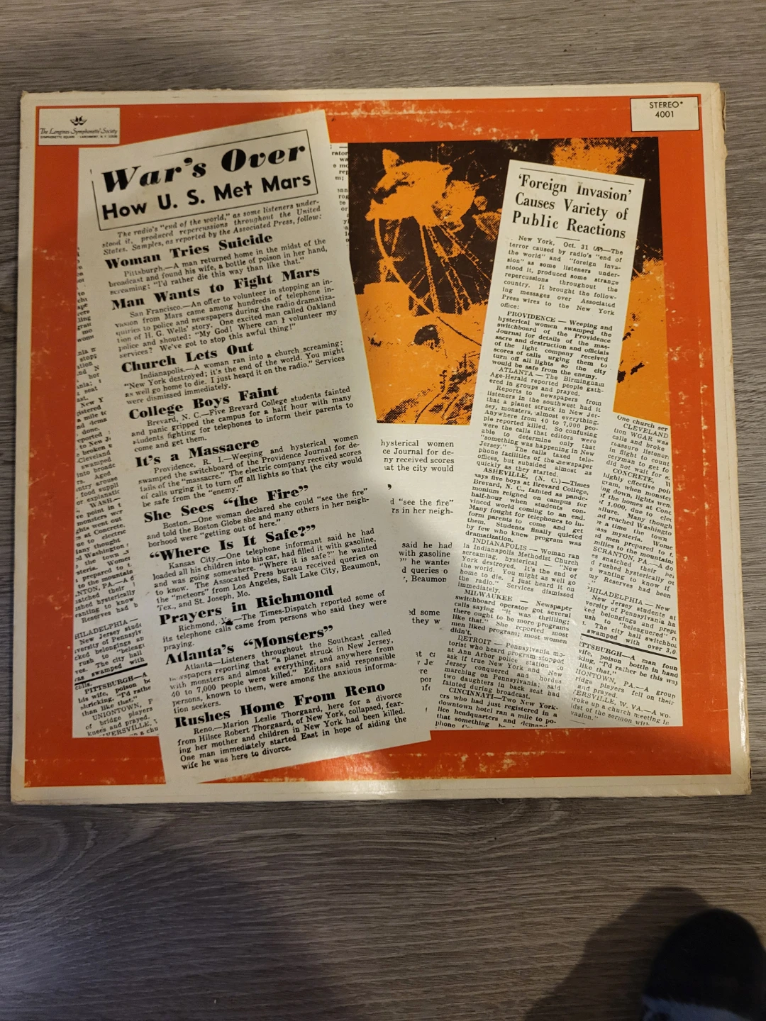 Orson Welles War of the Worlds Vinyl Record - photo 2